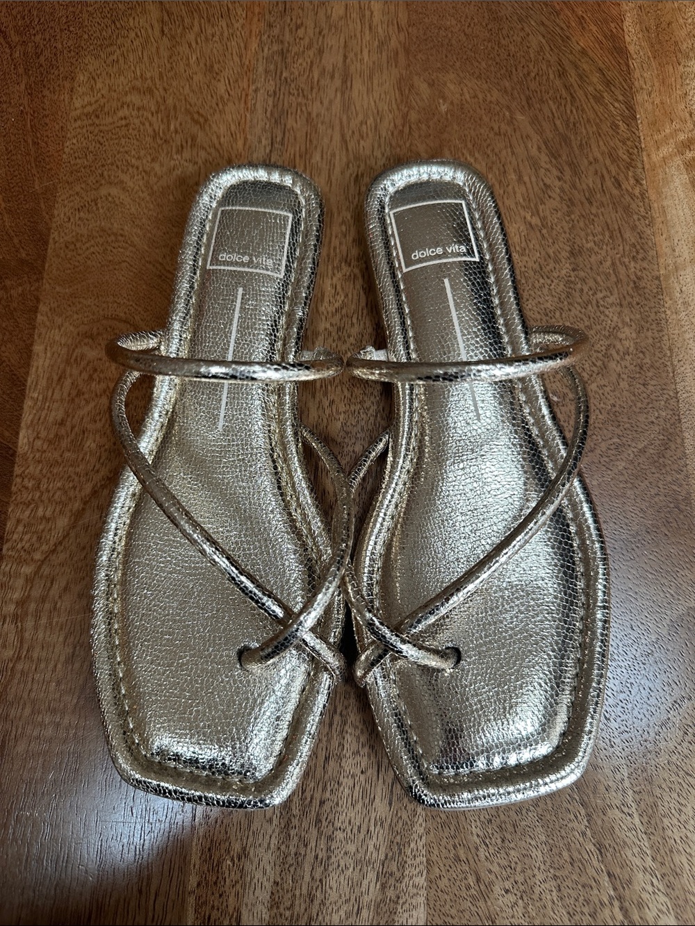 Dolce Vita Metallic Silver Strappy Sandals Square Toe Size 8